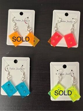 Handmade Neon Cassette Hook Earrings Set
